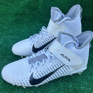 Nike Alpha Menace Pro 2 Mid Football Cleats White Black AQ3209-100 Men's Size 11